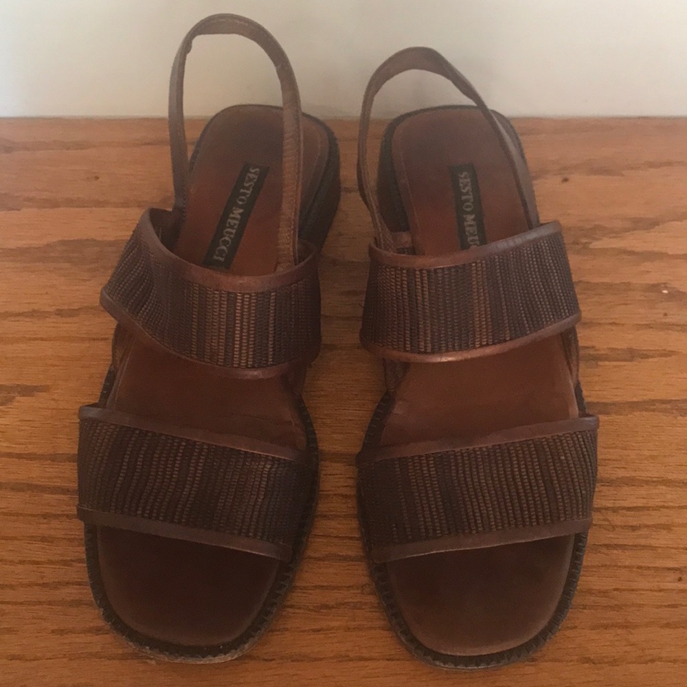 Chestnut Brown Sesto Meucci Woven Slingback Sandal